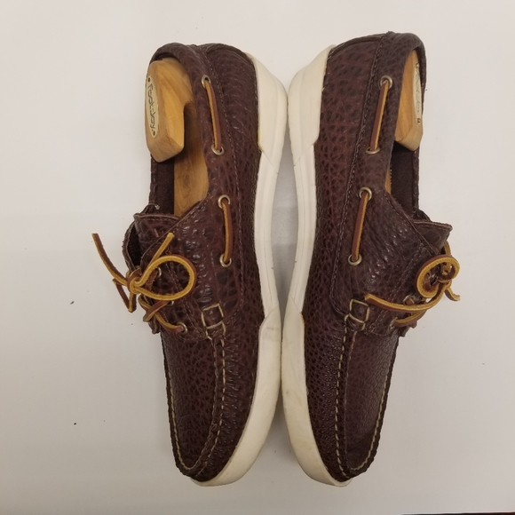 Made in Maine USA Mens Size 11D Brown Pebbled Leather Boat Shoe Slip On - Picture 10 of 12